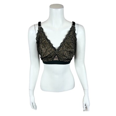 The GemBra Women's Lace Unlined Bra with Gemstone Black Amethyst