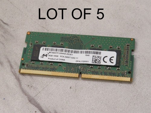 lot of 5 8GB 1Rx8 PC4-2400T-SA2-11 DDR4 2400Mhz Micron Laptop RAM