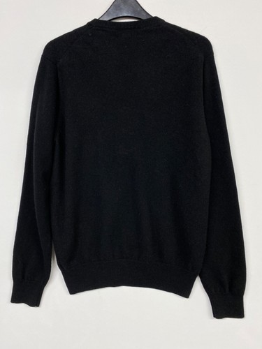 SLOW pure cashmere jumper S/M/L black pink oversized flower UPCYCLED 501 - Picture 7 of 8