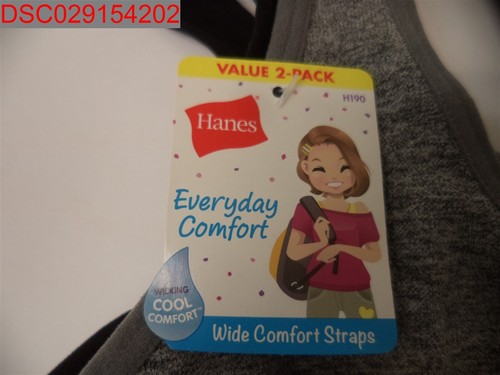Hanes Girls Grey/Black 2Pk Cozy Seamless Wirefree Pullover Bra, XL 192503507954 - Picture 5 of 7