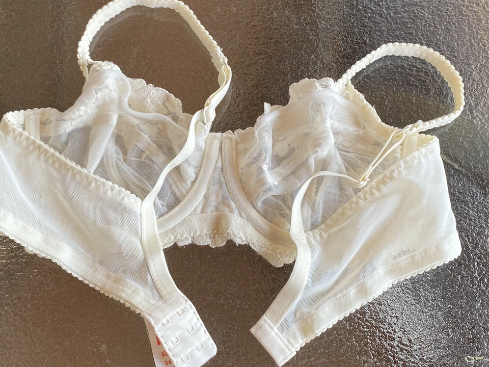 Sujetador Panache Venus 3411 Todo Encaje Bordado Ver a Través 36 B Con Aros Foto 3 de 4