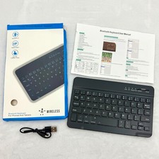Bluetooth Keyboard for Phones  Tablets 7" Wireless Black