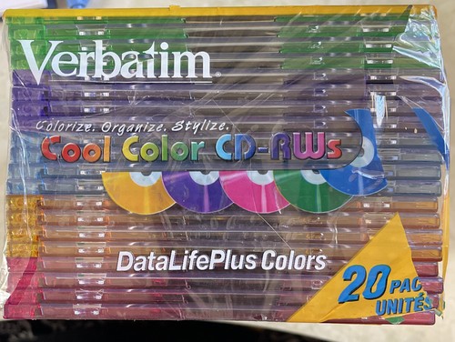 Verbatim NEU 20er-Pack CD-RW 700MB 2X-4X DataLifePlus coole Farben schmale Schmuckhüllen - Bild 2 von 3