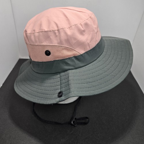 Girl's Sun Shade hat one size adjustable strap mesh Dusty Rose/Grey - Picture 2 of 9