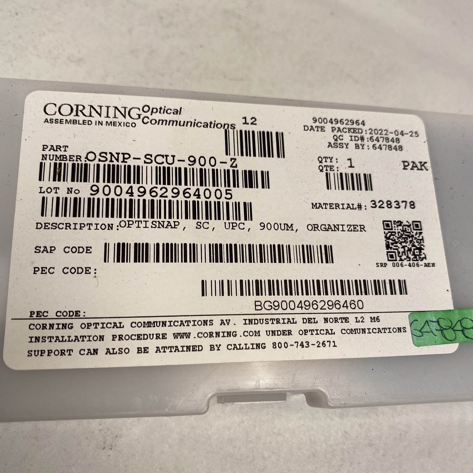 Corning OSNPSCU900Z Optisnap Connector 900 um SC Singlemode/SM UPC 25 Pack eBay
