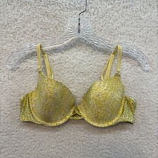 Vintage Victoria's Secret T-Shirt Bra 36B Yellow Cheetah Leopard Underwire Lined