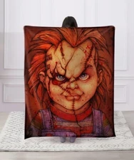 Chucky- Horror Movie Cut Charles Lee Ray Mink Faux Fur Throw Blanket Super Soft