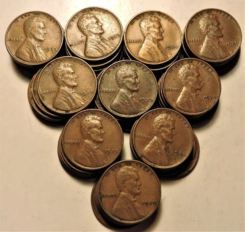 Roll of 50 1939 Lincoln Cents VG-XF