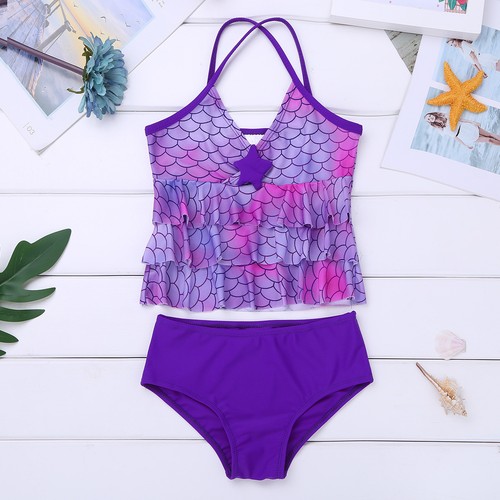 Mädchen Kinder Tankini Bikini Sets Meerjungfrau Kostüm Badebekleidung