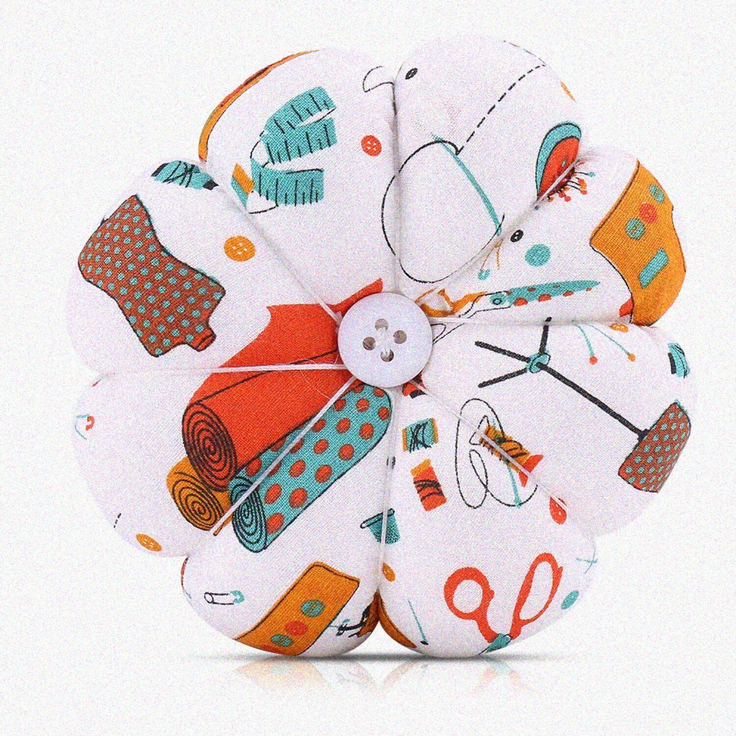 Pumpkin Blossom Pin Kit: Floral Sewing Storage with Removable Tray, Built-in Pin