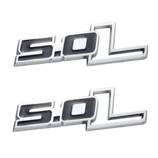 2x Universal 5.0L Black Border Self Adhesive Sticker Decal Emblem Badge
