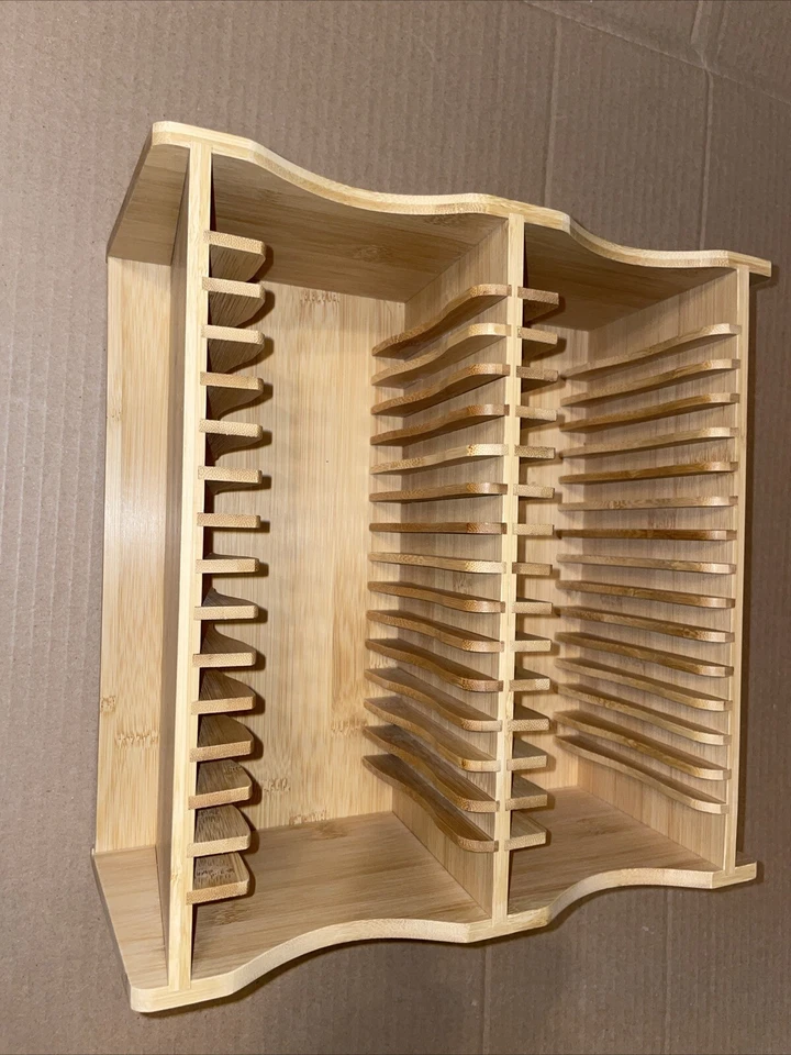 Soporte de CD de bambú ligero organizador de estante para discos compactos estuches transparentes para joyas Foto 4 de 4