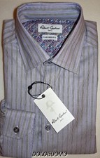 NEW men ROBERT GRAHAM 15.5 35 sl DRESS CASUAL SHIRT Lilac stripes TAILORED FIT