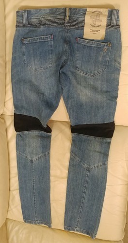 DKS Hin JEANS DONNA CIMOSA BIKER DENIM EFFETTO INVECCHIATO TAGLIA 29 X 32 NUOVO SENZA ETICHETTE - Foto 7 di 12