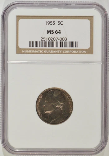 1955 Jefferson Nickel 5c NGC MS64 2510207-003