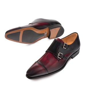 burgundy and black dress shoes