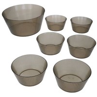 7Tlg Set Togo Kunststoff-Schalen Grau 1X 3L & 6X 600Ml Camping-Geschirr Outdoor