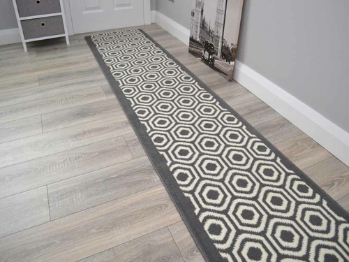 Grey Corridor Rugs Very Long Hallway Rug Dark Border Hall Runner ANY Length - Picture 3 of 19