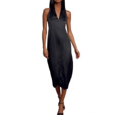 Bishop + Young Women’s Camila Satin Twist Back Shift Dress Size S NWT Black