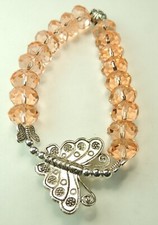 Crystal Stretch Bracelet with Butterflies Handmade