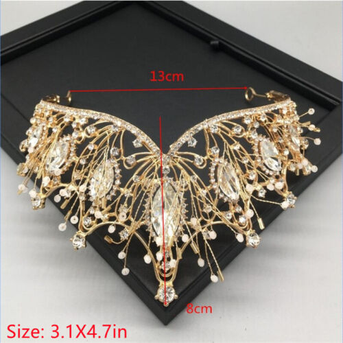 Femme Cristal Mariage Diadème Or Argent Crown Bandeau Reine Coiffe Anniversaire - Picture 4 of 10