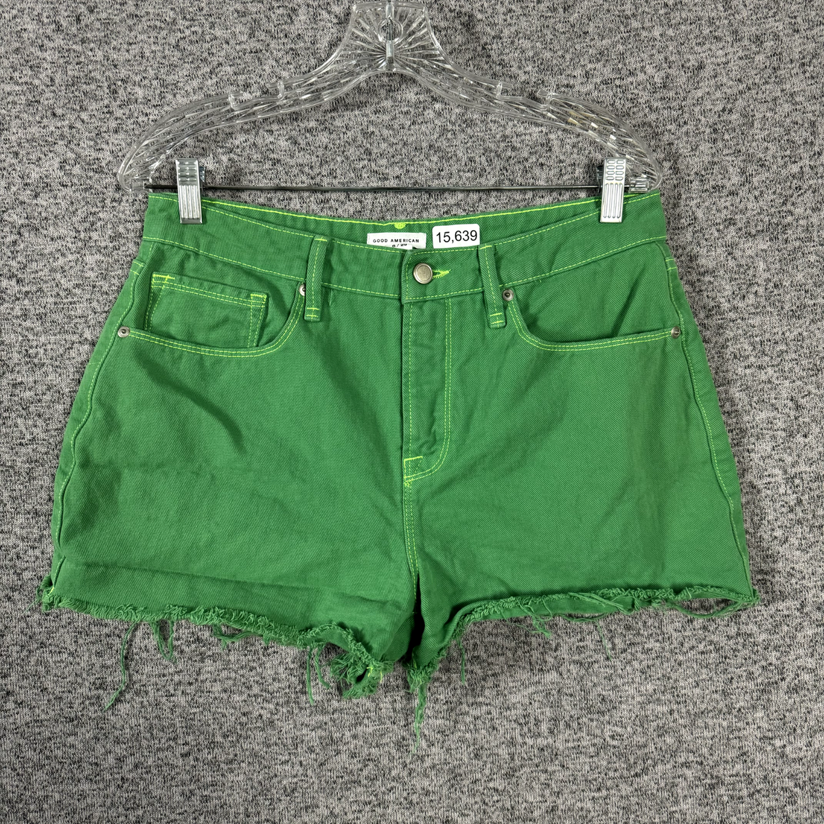 ★★Adairs★★ 80s elongated shorts green JC6173 Good American Women's Size 8/29 Summer Green High Rise 90's