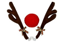 Reindeer Antlers and Nose Rudolph Car Kit - Easy to Install Christmas
