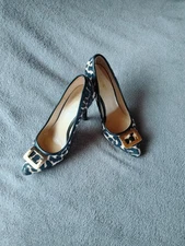 Womens Andrea Heels Leopard Animal Print Size 9 Black And Brown 