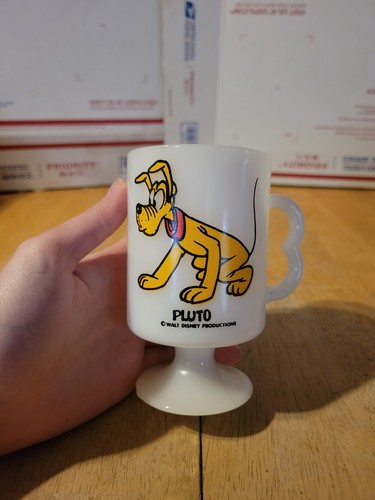 Vintage Walt Disney Productions Pluto weiß Milchglas Standbecher (siehe Beschreibung!) - Bild 2 von 22