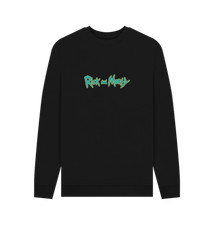 Image of PREMIUM OFFICIAL Rick and Morty Rick and Morty Logo Graphic Black Sweatshirt