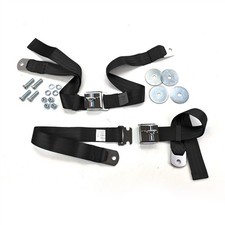 Mustang Seat Belts With Running Horses Pair 1964 - 1973 Black - Scott Drake