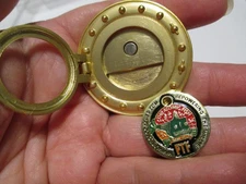 Geocaching Atomic Fish Porthole Geocoin Pathtag FTF Magazine Path Tag Ship Coin