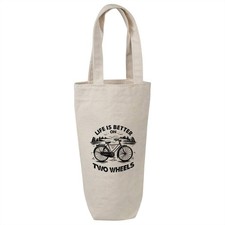 'Life Is Better On Two Wheels' Cotton Wine Bottle Gift / Travel Bag (BL00037677)