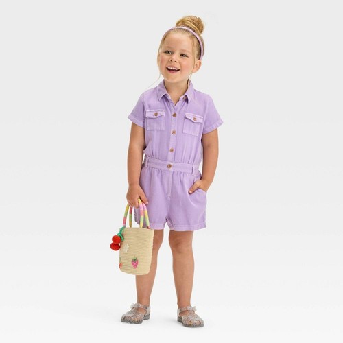 Toddler Girls' Solid Romper - Cat & Jack - Picture 3 of 3