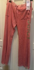 Vintage Juicy Couture Pink Velour Track Pants Women's Size LG USA Y2K NWT