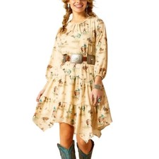 Ariat Women's Retro Ranch Print Handkerchief Dress NWT Size M MSRP $69.95
