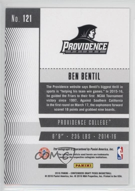 2016 Panini Contenders Draft Picks College Ticket /99 Ben Bentil Rookie Auto RC - Image 2 of 2