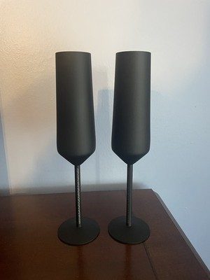 Coup Champagne Black Metal Flutes- Brand New! Set of 2- unique gift!