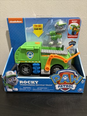 NEW Paw Patrol Rocky Recycling Truck Green Dog Pup Car Truck Figure Vehicle