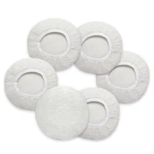 6 PCS Car Buffing Pads for Orbital Polisher, Lamb Fleece 9-10 Inch White