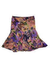 Vintage Y2K Ralph Lauren Multicolored Geometric Ruffle Fairy Midi Skirt Size 14