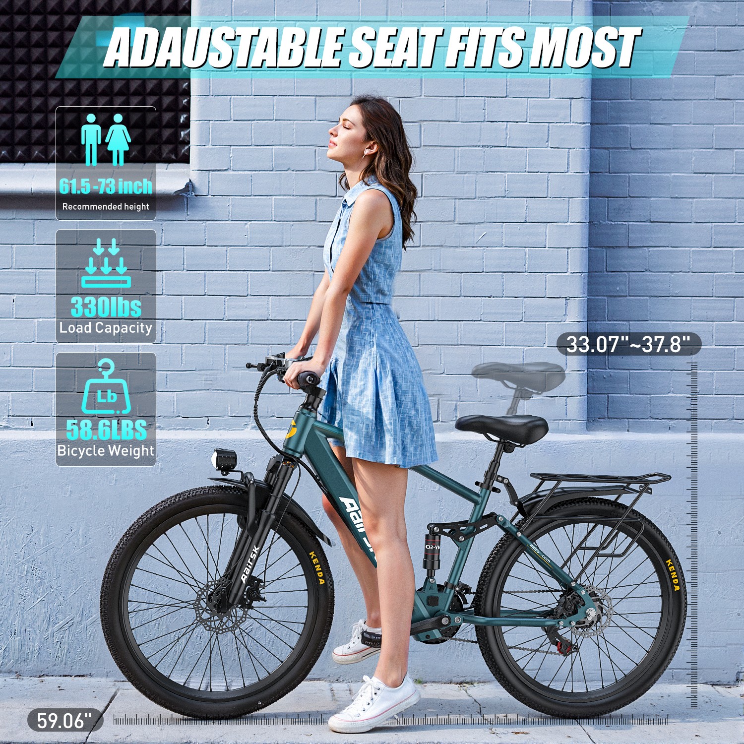 26'' Electric Bike for Adults, 748W Motor Ebike, 21-Speed 25MPH E-Mountain Bike