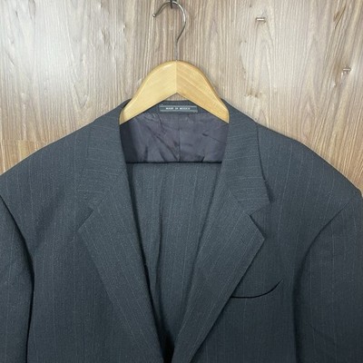 Conte Di Milano 2 Piece Suit Mens 46L 40x31 Gray Brown Striped 100% Worsted Wool