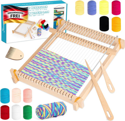 Kinder Webstuhl Set 24x28cm Holz Bastelset für Anfänger kreative Handarbeiten