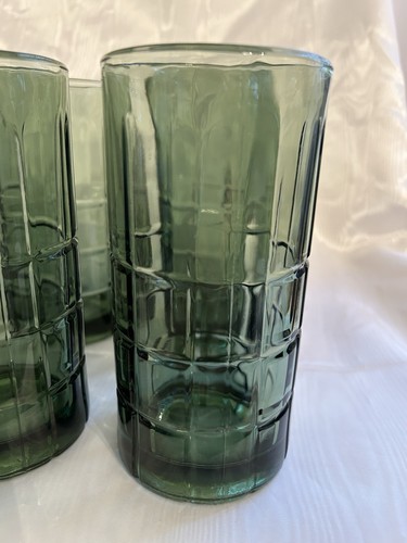 Anchor Hocking Tartan Pattern Light Green Iced Tea Glasses, Set of 4