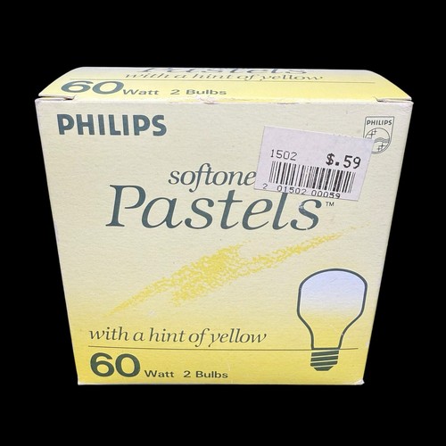 Vintage Philips Softone Pastels Yellow Light Bulbs 60 Watt 2 Bulbs UNUSED - Picture 4 of 7