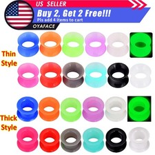 Silicone Ear Plugs Flesh Tunnels Soft Ear Gauges Thick Thin Pair Multi Sizes