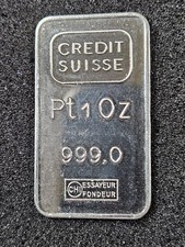 🌟 VINTAGE CREDIT SUISSE 1 oz .9995 Platinum Bullion "PT" Bar VERY RARE