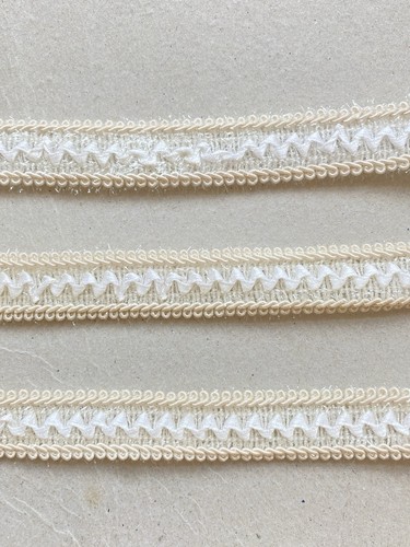 2 Yds Off White Jacquard Ribbon Corded Trim for Sewing/Crafts/Bridal/3/4" Wide - Picture 2 of 19