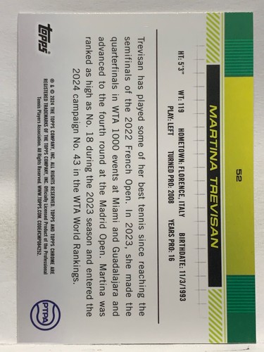 2024 Topps Chrome Tennis #1-200 CLAY COURT Refractor Parallel - You Pick - (d4) - Picture 16 of 38